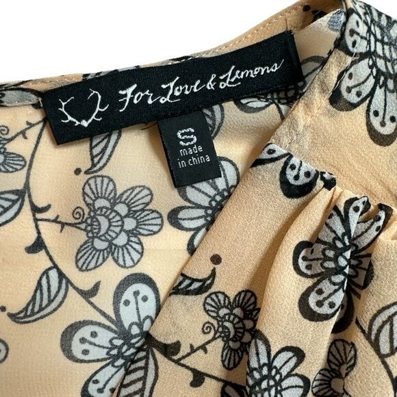 For Love & Lemons Romper Pia Pale Peach Floral Boho Beachy Cottagecore Sz S - Picture 13 of 16